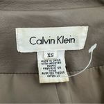 Calvin Klein Leather Jacket XS Women’s Fitted Sleek Taupe Tan Neutral Zip-flaws Photo 2