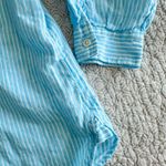 J. Jill Love Linen Sky Blue White Stripe Button Up Shirt Blouse Size M Size M Photo 4