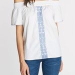 Nautica  women’s size XXL cold shoulder embroidered top blue white striped new Photo 0