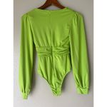 Princess Polly  Jude Lime Green Long Sleeve Deep V Bodysuit US Size 0 Photo 4