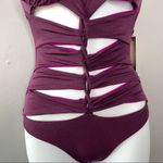 A.CHE Purple Cutout One Piece Swimsuit Size 4 B Cup Baddie Vacation Beach Pool Photo 2