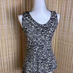 White House | Black Market WHBM/ Black Sleeveless Ruched Ruffled V-Neck Wrap Blouse Photo 3