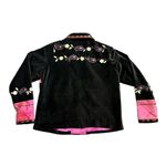 Coldwater Creek Womens Velvet Blazer Size L Multicolor Floral Embellished Art Photo 1