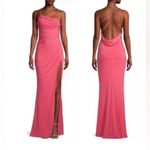 Katie May NEW Coral Winnipeg One Shoulder Ruched Knit Gown Size Large Side Slit Photo 1