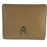 Furla  Brown Tan Genuine Leather Bi-fold Logo Card Coin Holder Compact Wallet Photo 0