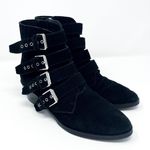 dolce vita Black Suede Buckle Ankle Booties Photo 0