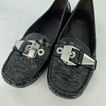 Stuart Weitzman Women’s Black Leather Snake Skin Loafers Buckle Photo 0