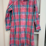 J.Crew Pink & Blue Plaid Midi Poplin Shirt Dress Preppy Pockets Size 2 XS Photo 0