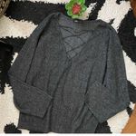 ZARA Lace-Up Sweater Top Ribbed Marled Gray Large Photo 0