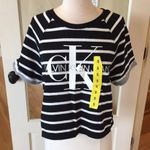 Calvin Klein Crop Top Black White Striped Photo 2