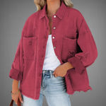 NWT Cardinal Red Oversized Distressed Denim Jacket – Small Photo 0