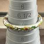 Vintage Chinese White Cloisonne Enamel Flowers Bangle Hinged Bangle Bracelet Photo 5