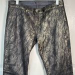J Brand Sz 29 Wax Coated Snakeskin Python Jeans Jeggings Gray Gold Photo 1