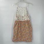American Eagle  Linen Blend Micro Floral Sundress Sz Medium Cream Cottage Halter Photo 5