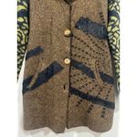 Boutique Women’s Art to wear Funky Boho Fuzzy Cardigan Acrylic Green Brown Black S Photo 4