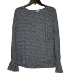 Lucky Brand T-Shirt Top Size Medium Gray Heather Women Cotton Blend Flare Sleeve Photo 0