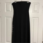 Onyx Nite  Black Floral Strapless Prom Dress Photo 2