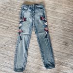 Caution to the Wind Floral embroidered stretch fit skinny jeans Photo 0