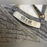 Guess Women’s Gray Ribbed V-Neck Long Sleeve Open Back Top Size M Photo 3