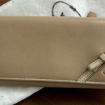 Prada Tan Cream Saffiano Leather Bow Clutch Wallet w/ Dustbag Photo 0
