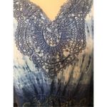 Energie BLUE MULTICOLOR W/ LACE 3/4 SLEEVE SHARK BITE HEM EMBELLISHED TOP 1X Photo 12