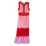 AQUA  Lace Appliqué Polka Dot Maxi Dress Womens Small Coral White Feminine Dainty Photo 3