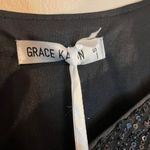 Grace Karin  Small Black Sequin Blouse with Side Rouching Photo 4