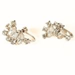 None Vintage 1960s Rhinestone Silver Tone Costume Earrings Bridal Wedding Bride Event Photo 1