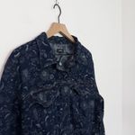 EXPRESS Floral Denim Cropped Moto Jacket Sunflower size Large Photo 3