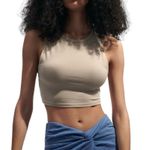 ZARA Cropped Tank Top Sleeveless Crewneck Crop Top Beige Size Small Photo 0