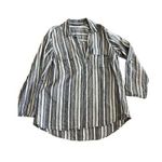 Ellen Tracy Long sleeve denim blue & white collar blouse 1X 100% linen c… Photo 0