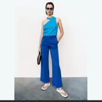 ZARA ribbed asymmetrical electric blue crop top Photo 1