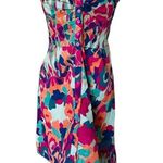 H&M  Strapless Mini Dress Bright Pattern Button Front Cotton Photo 0