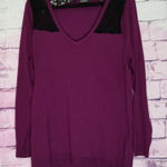 Torrid  LACE INSET SWEATER DARK PURPLE BLACK 2 Photo 0