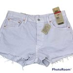 Levi's NWT  501 Frayed Hem High Rise Denim Shorts 33 Lavender Photo 5