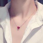 14K Rose Gold Plated Crystal Love Heart Pendant Necklace for Women Photo 4