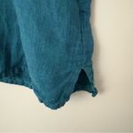 Flax  linen short-sleeve button-down shirt teal size S Photo 4