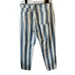 American Eagle Mom Style High Rise Blue/White Indigo Stripe 5 Pocket Jeans Sz 8 Photo 1