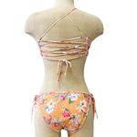 EXPRESS Bikini Swimsuit Swim Peach Floral String S Small New Photo 2