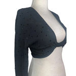 Blumarine Hot Fix Crystal Long Sleeve Crop Top in Nero Black 38 2 Womens Cropped Size undefined Photo 6