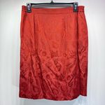 2 Piece Set Vintage Skirt and Jacket Rust Red Embossed Floral Double Breasted 18 Photo 2