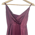 Lulus Burgundy Satin Maxi Dress Size XS NWT Wedding Pom Concert Party Pom Red Photo 4