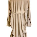 Full Circle Trends NWT Women's 2X Stretchy Beige Bodycon Ruched Mock Neck Dress Photo 1