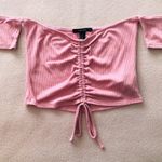 Forever 21 Pink off the shoulder ruched tie crop top Photo 1
