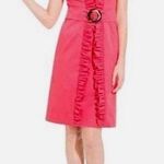 Milly  Pink Danielle dress tortoise belt buckle ruffle neck size 4 Photo 0