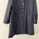 Habitat  Navy Linen Blend Textured Button Front Coat Lagenlook Jacket Large Photo 2