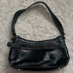 Perlina Vintage  Patent Leather Purse Shoulder Bag Black Pockets Shiny Zip Casual Photo 10