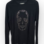 Zadig & Voltaire Black Cashmere Sweater with Silver Rhinestone Skull W1959 Sz L Photo 0
