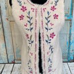Chelsea and Violet  Women’s Ivory Faux Fur Embroidered Vest Sz M Photo 5