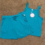 Vibrant Blue Loungewear Set with Tank and Shorts Size L Photo 0